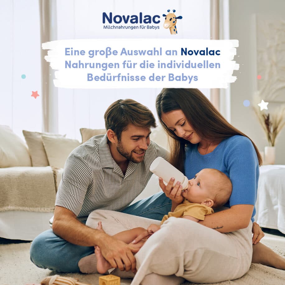 Novalac 1 Säuglingsanfangsmilchnahrung für Babys, die nicht, oder nur teilweise gestillt werden, von Geburt an bis zum 6. Monat.