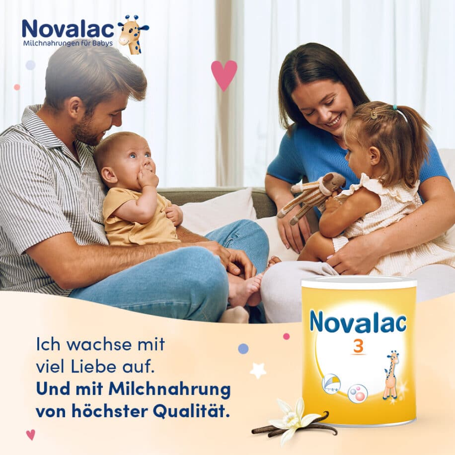 Novalac 3 Folgemilch ist für Kinder vom 1. bis zum 3. Lebensjahr geeignet.
