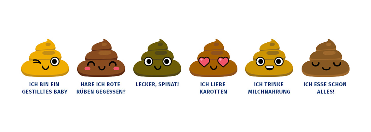 Die Farbe des Stuhlgangs des Babys.