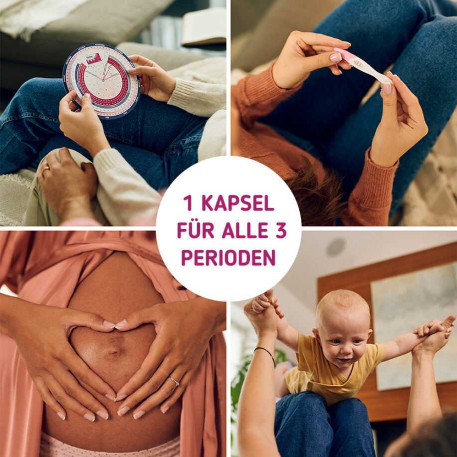 Novalac Prenatal Kapseln kombinieren in nur 1 Kapsel die wichtigsten Nährstoffe, die eine Frau in der Schwangerschaftsplanungsphase, während der Schwangerschaft und Stillzeit benötigt. Sie sind die einzigen Kapseln auf dem Markt, die die aktive Folsäure Quatrefolic®, Eisen Lipofer® und DHA enthalten.