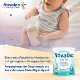 Novalac Rice AR ist ein diätetisches Lebensmittel für Säuglinge und Kleinkinder, die eine Unverträglichkeit auf Kuhmilcheiweiß mit oder ohne Regurgitation aufweisen.
