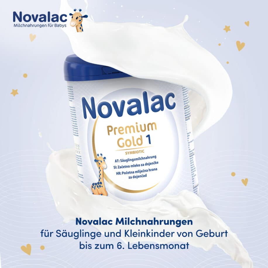 Novalac Premium Gold 1 Säuglingsanfangsmilchnahrung für Babys, die nicht, oder nur teilweise gestillt werden, von Geburt an bis zum 6. Monat.