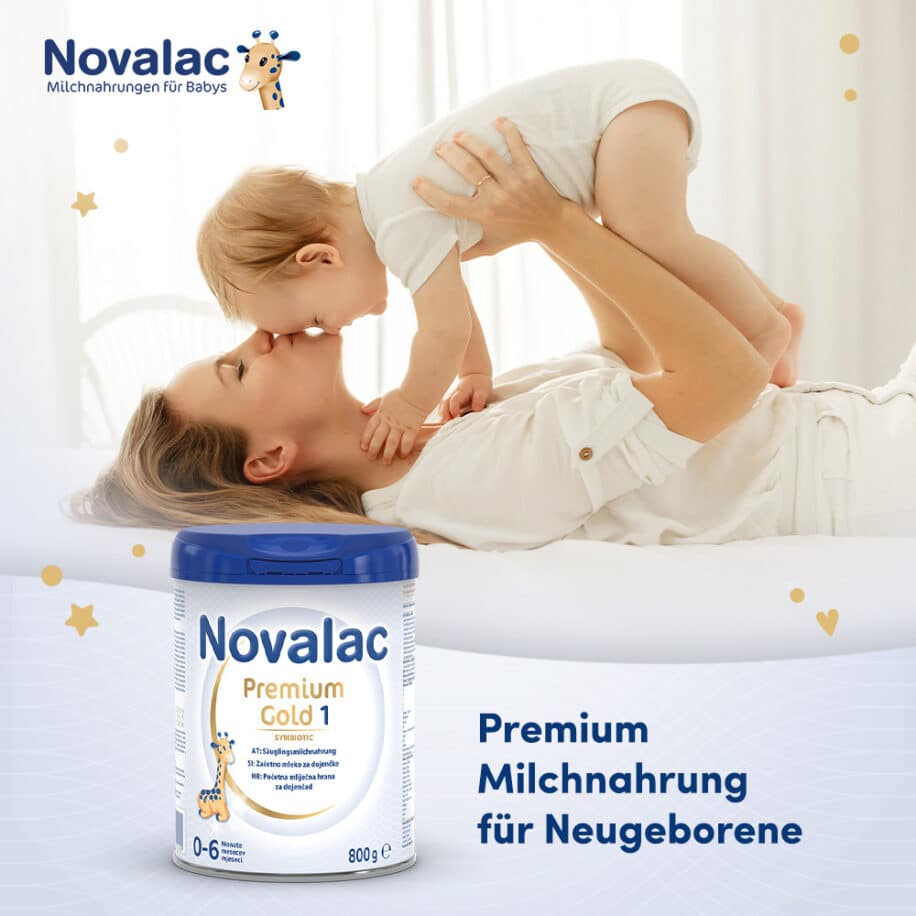 Novalac Premium Gold 1 Säuglingsanfangsmilchnahrung für Babys, die nicht, oder nur teilweise gestillt werden, von Geburt an bis zum 6. Monat.